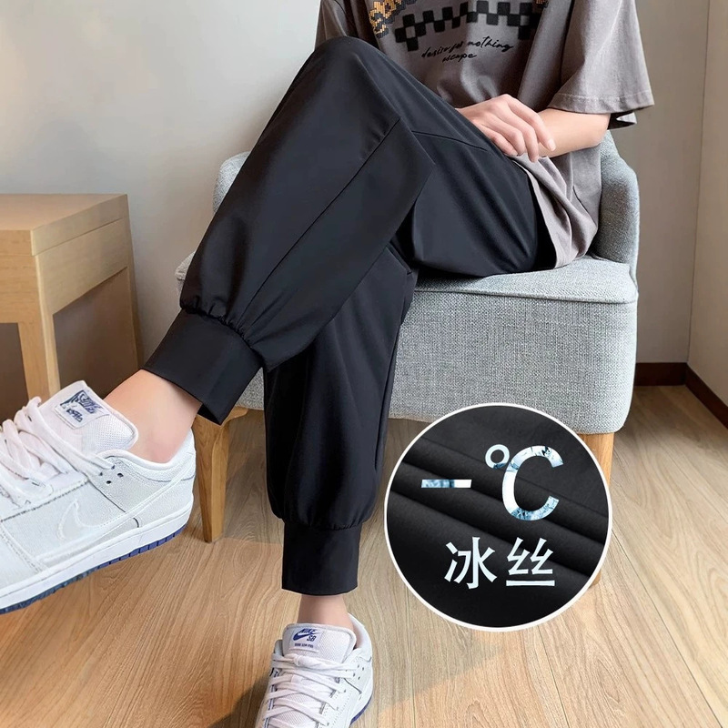 Summer Pants for Men, Loose Thin Casual Pants, Ice Silk Quick-Dry Pants, Sports Pants, Jogger Pants, Trendy Versatile Sweatpants Summer Pants for Men, Loose Thin Casual Pants, Ice Silk Quick-Dry Pants, Sports Pants, Jogger Pants, Trendy Versatile Sweatpants