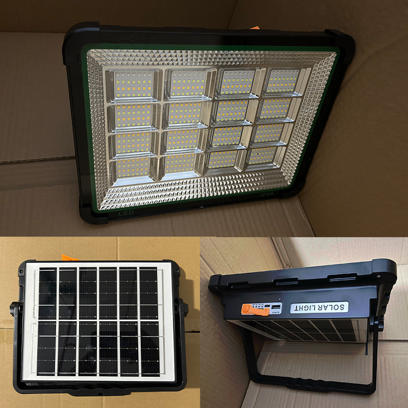 Reflector LED Solar de 4 Paneles, Impermeable, para Exteriores, Camping, Puesto de Mercado Nocturno, Luz de Emergencia, Iluminación, Foco