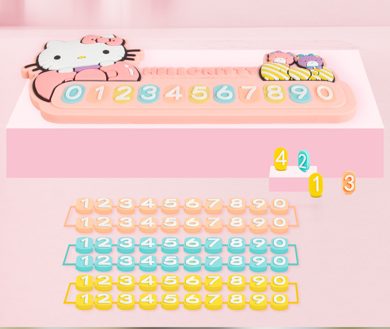 kitty Car luminous mini temporary parking phone number plate cute 3d three-dimensional car moving car number retention device