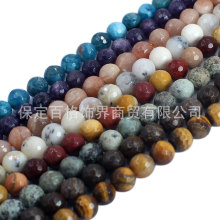 天然水晶玛瑙杂石散珠切面圆珠串珠手链项链饰品半成品配件批发