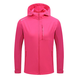 Outdoor Shark Skin Soft Shell Women's Jacket Men's Autumn and Winter fleece-lined Thickened Waterproof Tactical Mountaineering Jacket