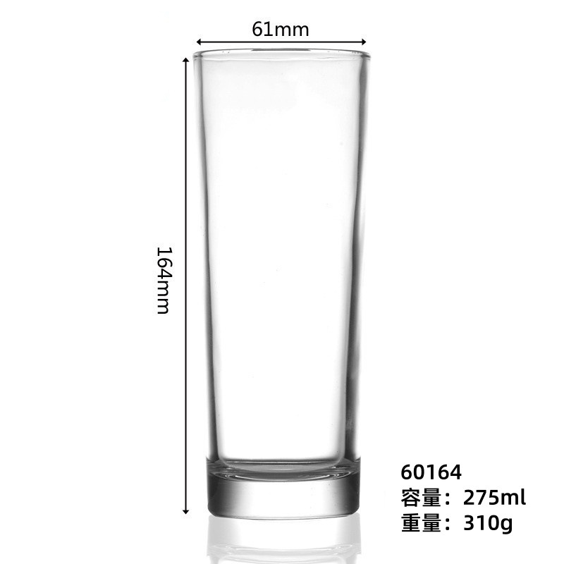 Taza de agua de vidrio al por mayor taza de cuerpo recto taza de té transparente taza de leche de desayuno taza de cerveza taza de cerveza puede imprimir logotipo