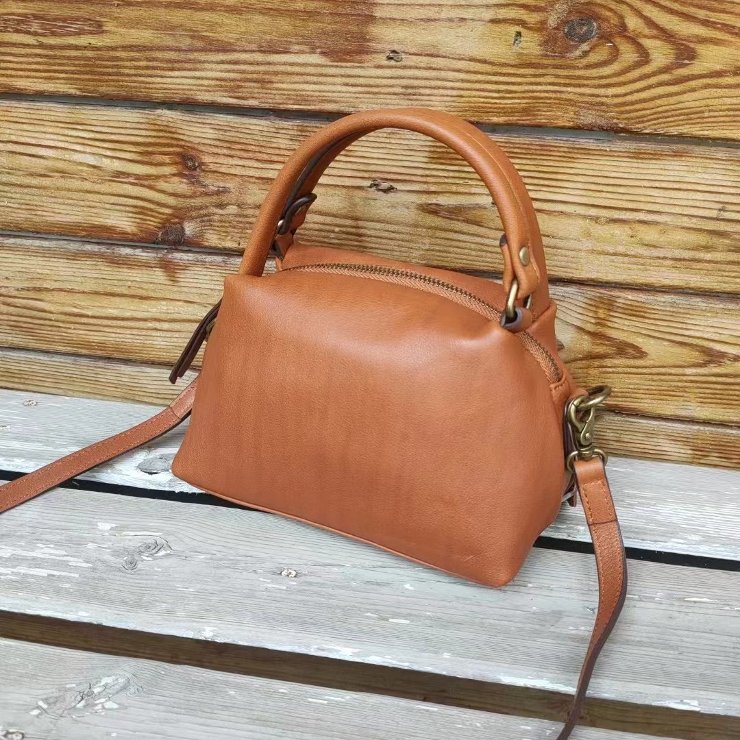 Genuine Leather Crossbody Handbag For Women, 2024 New Versatile Small Square Bag, Pure Cowhide Large Capacity Shoulder Bag, Contrast Color - Thumbnail 3