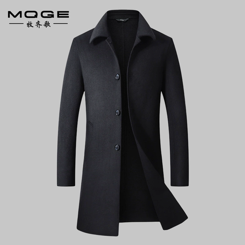 Новое осенне-зимнее мужское двустороннее шерстяное пальто ручной работы, мужское деловое повседневное шерстяное пальто средней длины для папы, пальто