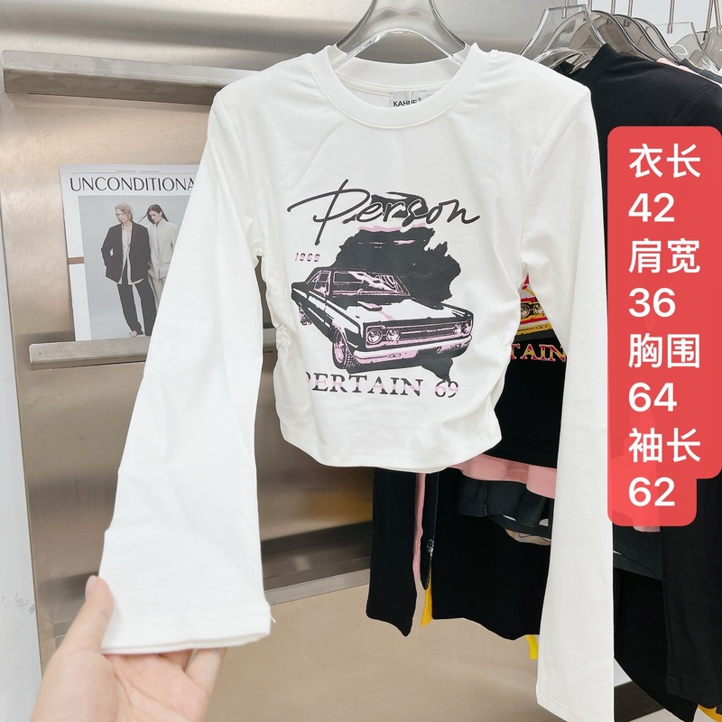 【孤品长袖 T恤  短T 不退换 2025夏季新款宽松正肩印花百搭T恤】|undefined