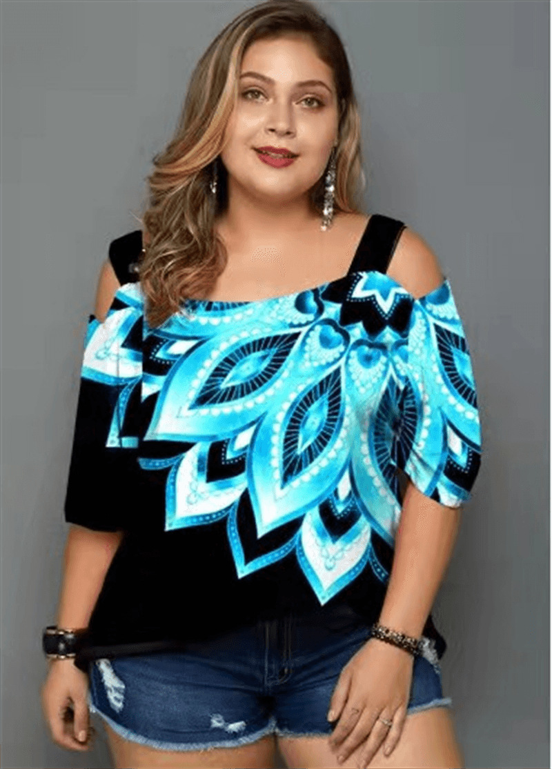 Flower Pattern Summer Season Fashion Sweet Flower Polyester Sequins Printing Hollow Out Blouse