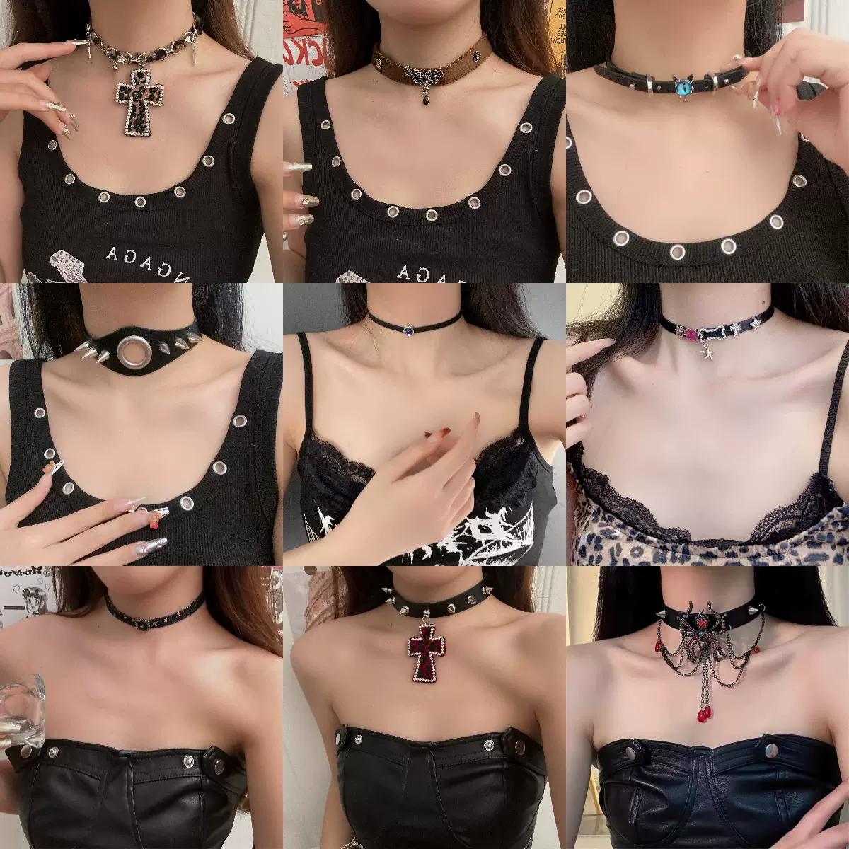 甜酷辣妹风流苏吊坠项圈女欧美跨境皮质项链亚文化个性百搭配饰潮