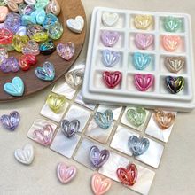 实色透色ab兔耳朵爱心亚克力散珠直孔diy手作手机链饰品材料批发