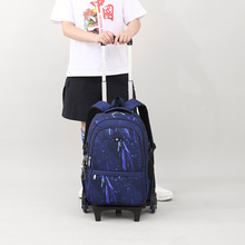 新品跨境儿童三轮拉杆书包可拆卸小学生男生双肩拉杆书包8-12周岁