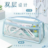 Double-layer capacious high quality pencil case PVC, suitable for import, new collection