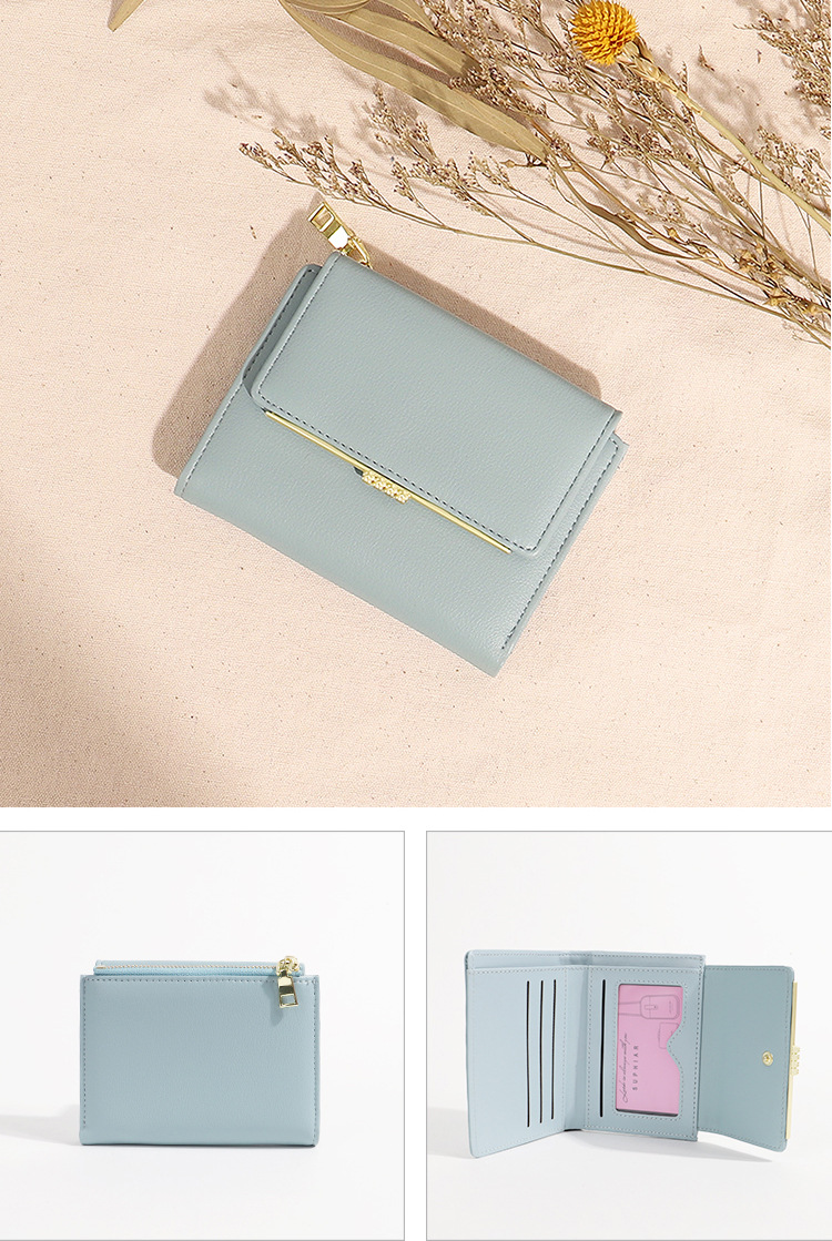 Square Shape Women's Solid Color Pu Leather Buckle Wallets