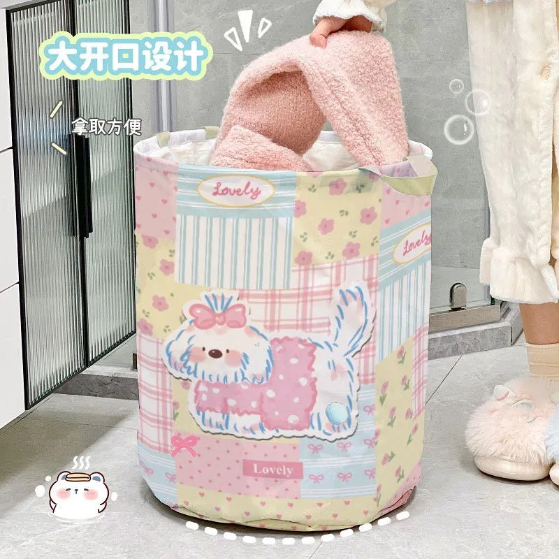 かわいい折りたたみ式汚れた衣類バスケット、見栄えの良い衣類収納バケツ、家庭用大容量ランドリーバスケット、おもちゃ収納バスケット|undefined