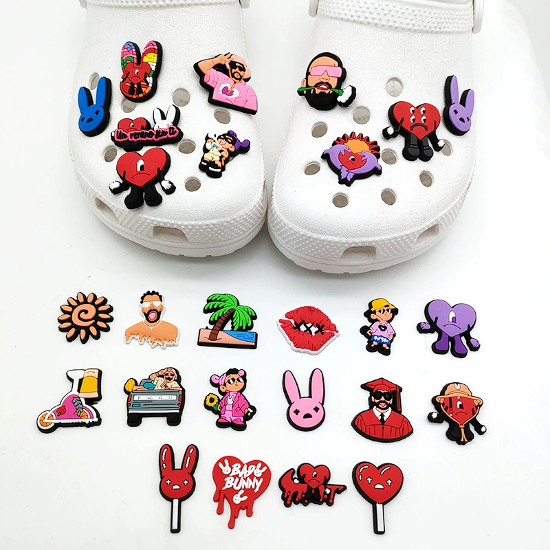 26 Bad Bunny Bad Rabbit Cave Shoes Flower Shoes Flower PVC Soft Platform Smart Star Shoes Accessories Cross-Border Special Supply