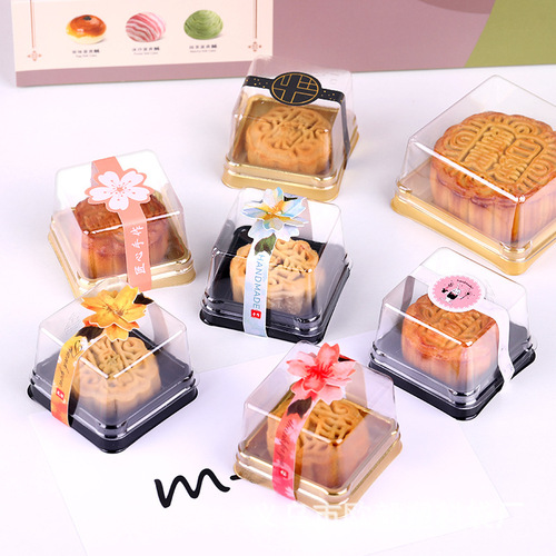 Manufacturer wholesale egg yolk cake packaging box mooncake box single transparent round snow meiniang blister packaging box