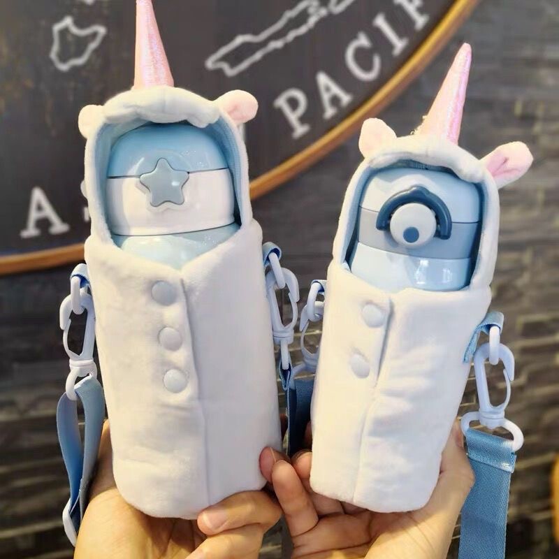 [Free Shipping] Unicorn Stuffed Cup Cover Children's Insulated Cup Cover Water Cup Keeper Cover Baby Bottle Insulated Bag