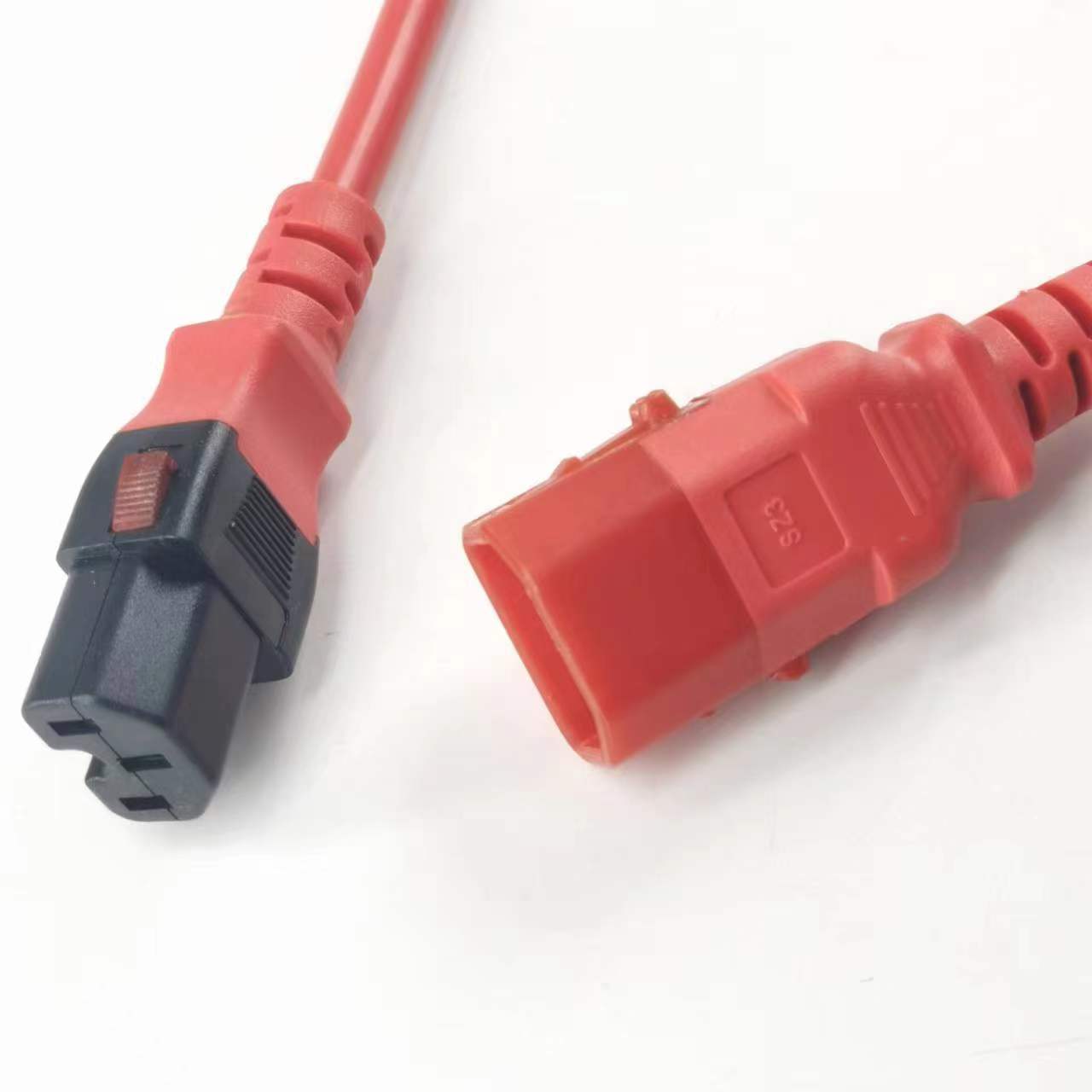 厂家供应PDU锁扣防脱插头连接线 品字尾电源线C14转C15公母延长线