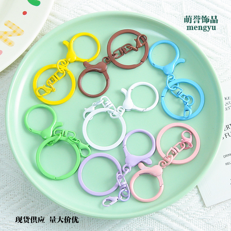 Colorful Alloy Lobster Clasp Three-Piece Set Key Ring DIY Keychain Bead Pendant Accessories Hardware Materials Wholesale