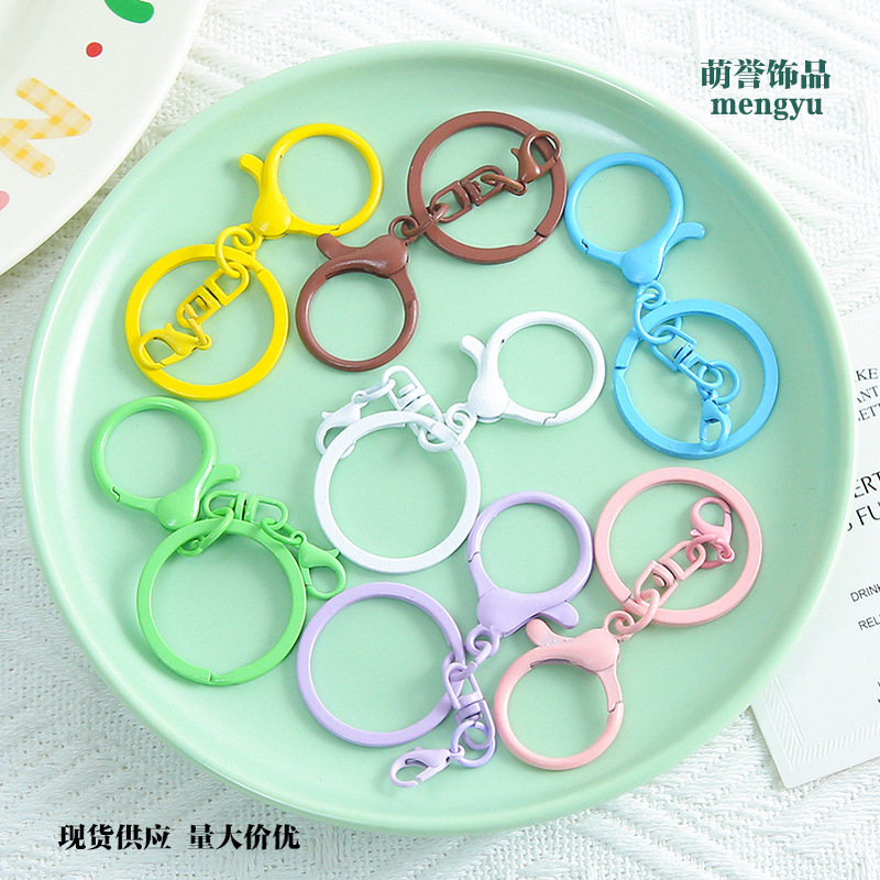 Colorful Alloy Lobster Clasp Three-Piece Set Key Ring DIY Keychain Bead Pendant Accessories Hardware Materials Wholesale