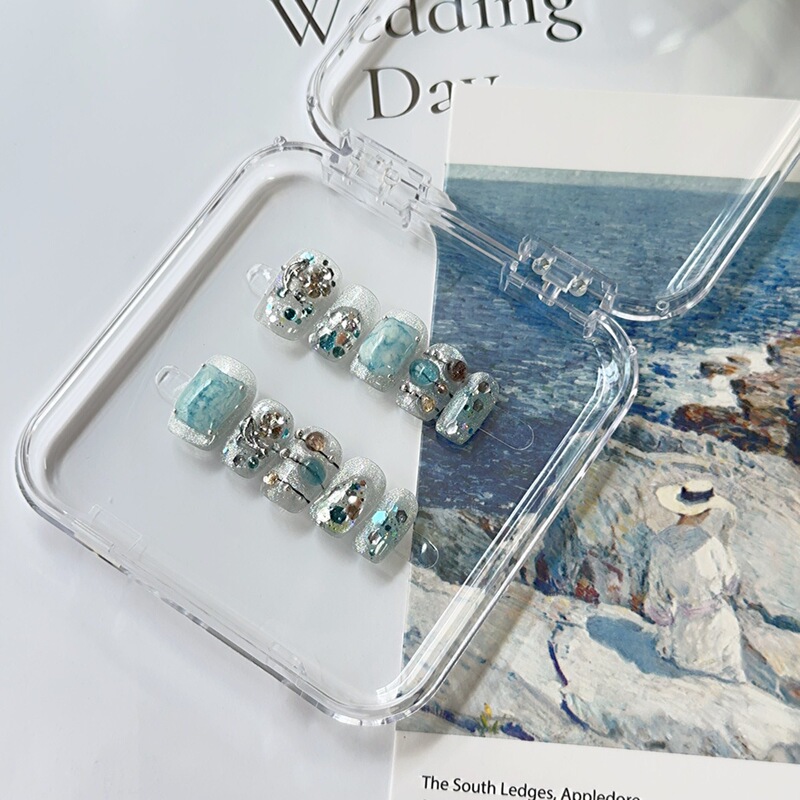 [Sea Salt Cheese] Purely Handmade Wearable Nails with Ocean Elements, Sweet Summer Feel, Whitening and Gentle Manicure Fake Nails