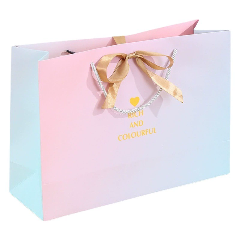 Новые товары ins ветер упаковка мешок градиент подарочная сумка магазин одежды сумка бумажная сумка с печатью логотипа подарочная сумка
