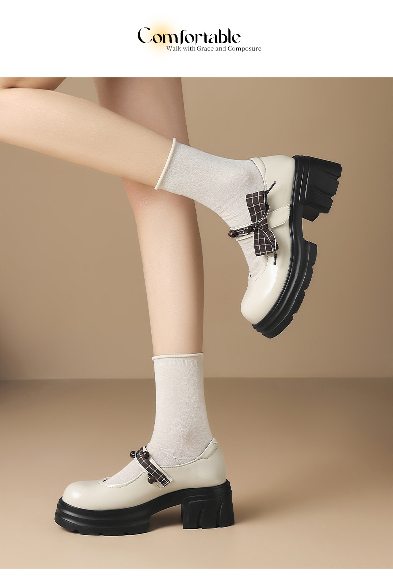Giày Mary Jane nữ đế dày phong cách Anh Quốc, mũi nhọn, kiểu JK — AW188 màu đen chi tiết 12