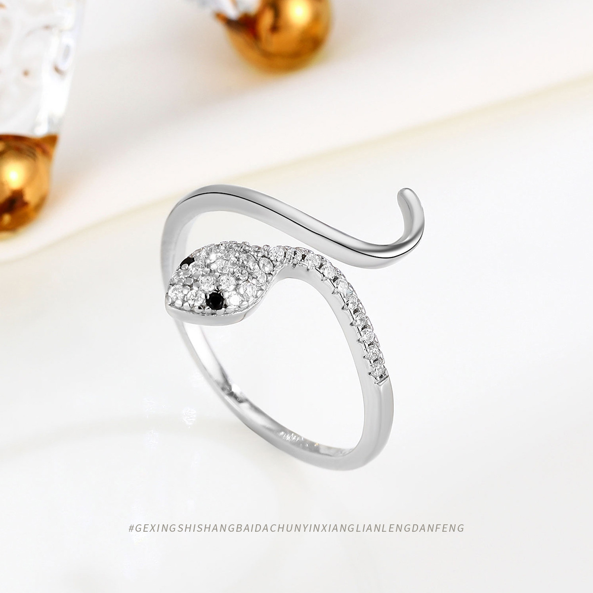 S925 Sterling Silver Diamond Snake Ring Temperament Niche Design Jewelry High-end Snake Open Ring Accessories Female