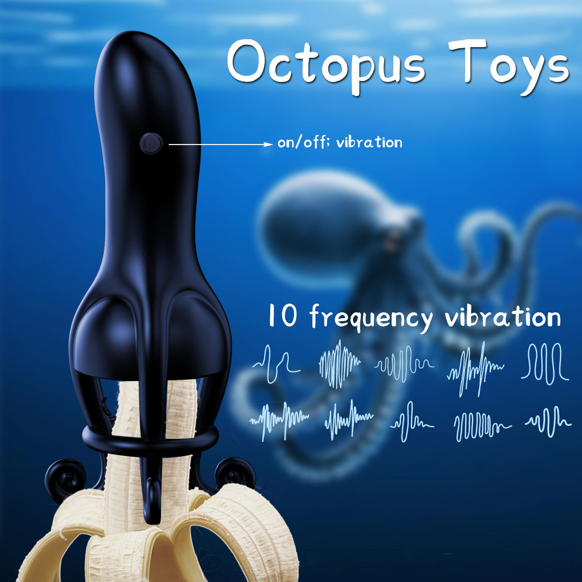 Tentacle Vibrating Penis Trainer Ring with 10 Frequencies and Tongue-Licking Prostate Stimulation — detail image 3