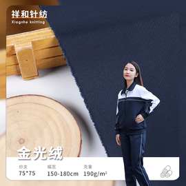 75d涤纶校服布料 金光绒运动服面料 金光绒布 190g金光绒校服面料