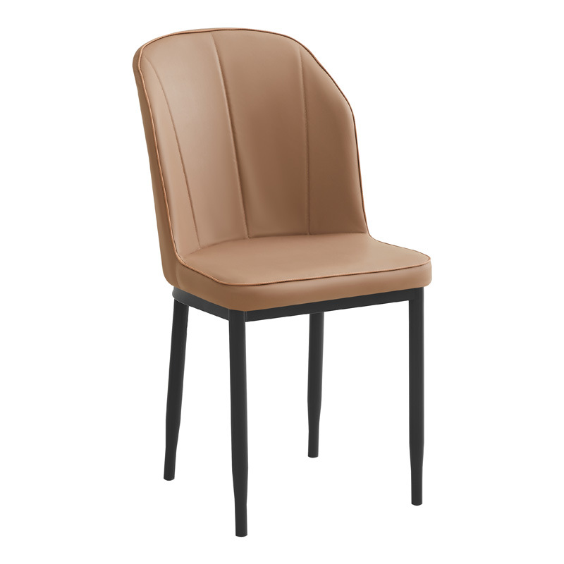 Silla de respaldo simple moderna silla de cuero silla de ocio silla de comedor de paquete suave silla de negociación silla de comedor de tres filas