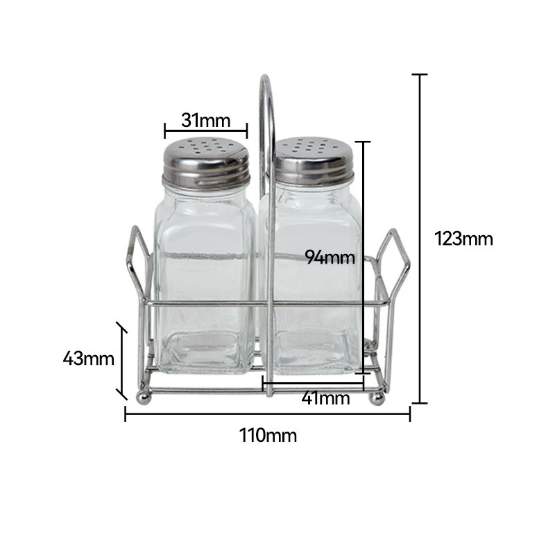 Glass seasoning bottle set with stainless steel handheld household salt jar seasoning bottle dining table glass seasoning bottle combination