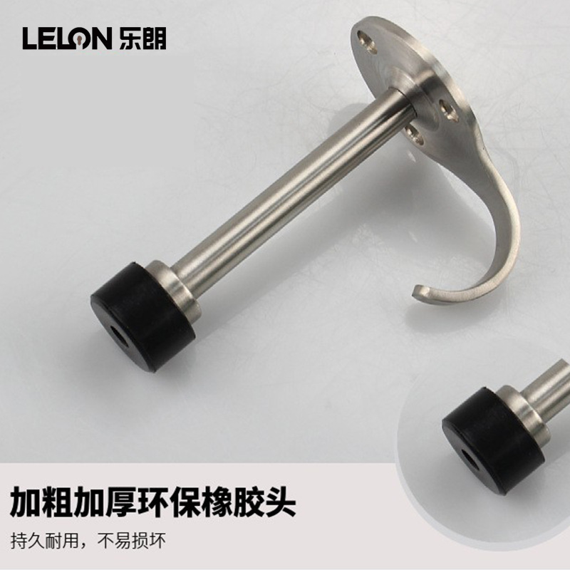 Personalizada acero inoxidable sólido anticolisión con gancho de puerta de inodoro gancho de puerta superior 2 en 1 goma silenciosa resistencia de puerta