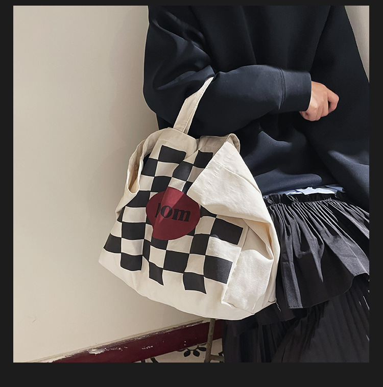 Femmes De Base Plaid Toile Sac De Courses display picture 4