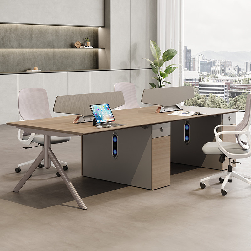 Simple modern office desk and chair set, staff desk and chair combination 2/4/6/with screen partition cubicle computer desk and chair Simple modern office desk and chair set, staff desk and chair combination 2/4/6/with screen partition cubicle computer desk and chair