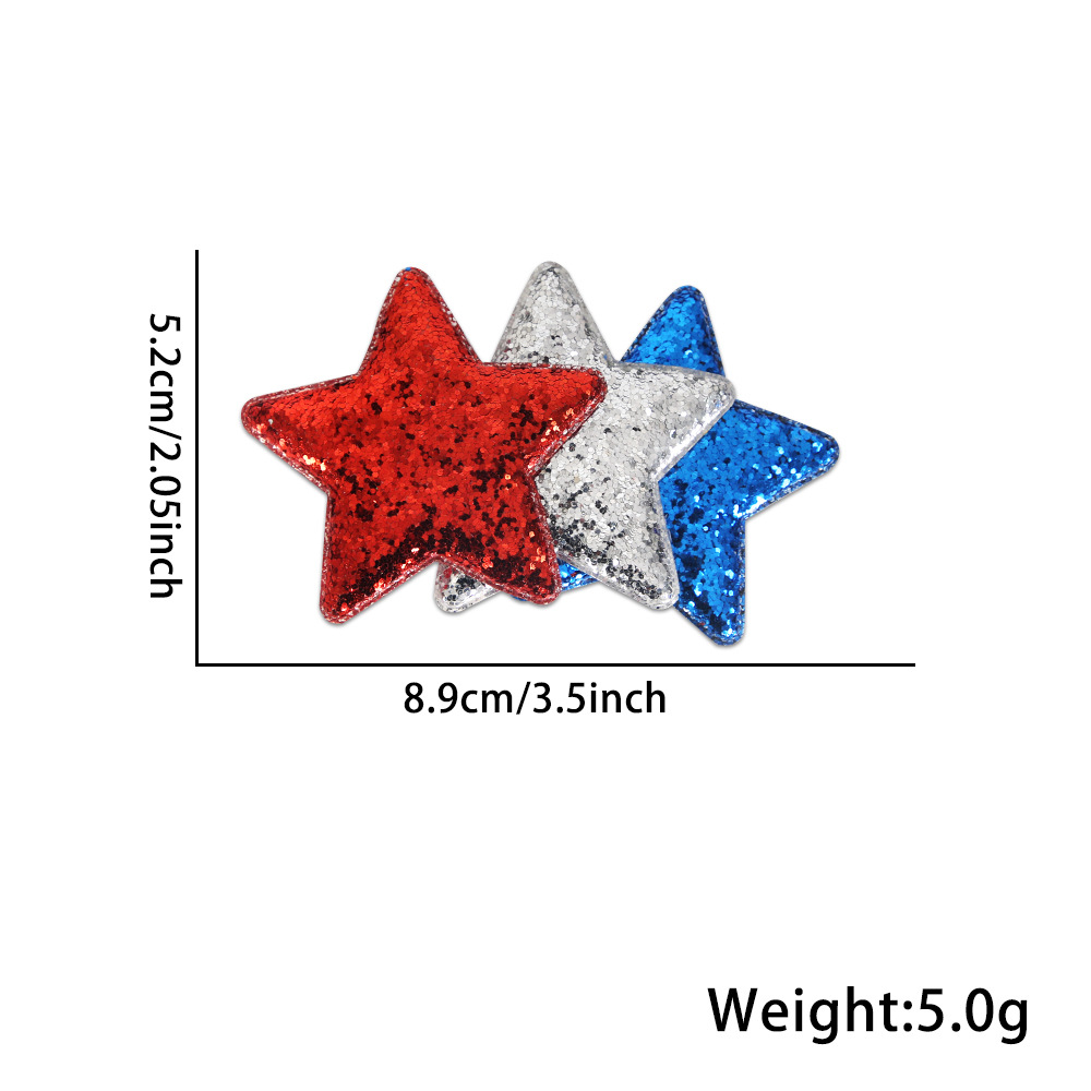 Día de la Independencia de los Estados Unidos pinzas de cabello de pentacos para adultos niños fiesta decoración de estrellas bordes pinzas rojo, plateado, azul sequillas pinzas de boca de pato