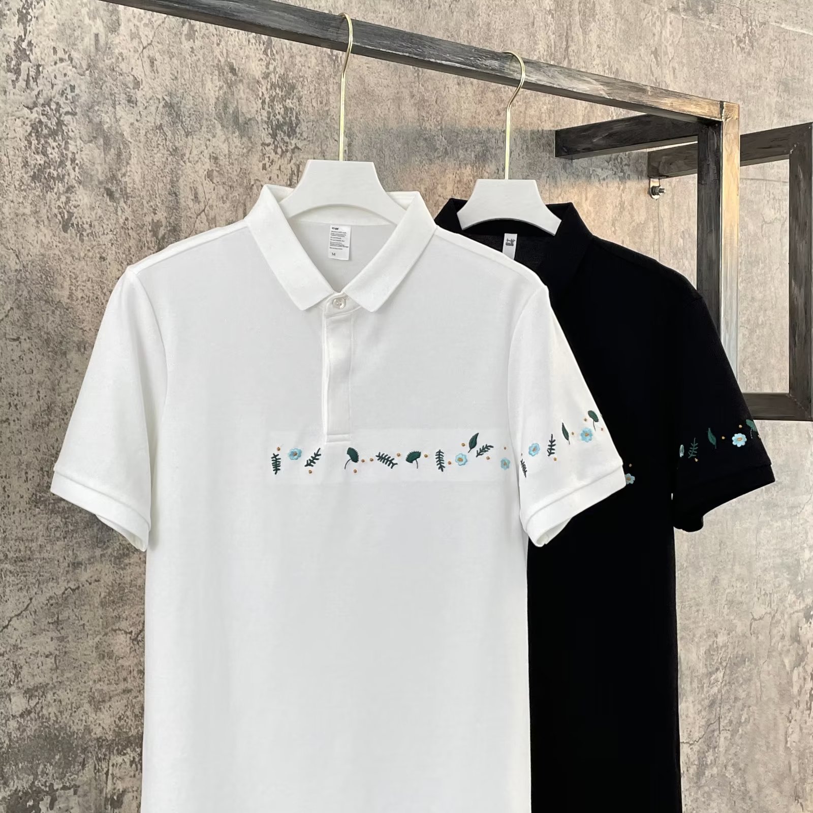 Camisa POLO de manga corta de tendencia de verano para hombres Moda de verano Casual INS bordado estampado solapa delgada