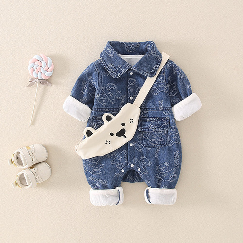Baby Spring Outfit for Newborn Boys, Onesie for 1-Month-Old Princess, Newborn Clothes, Autumn Hanger Outing Crawling Suit