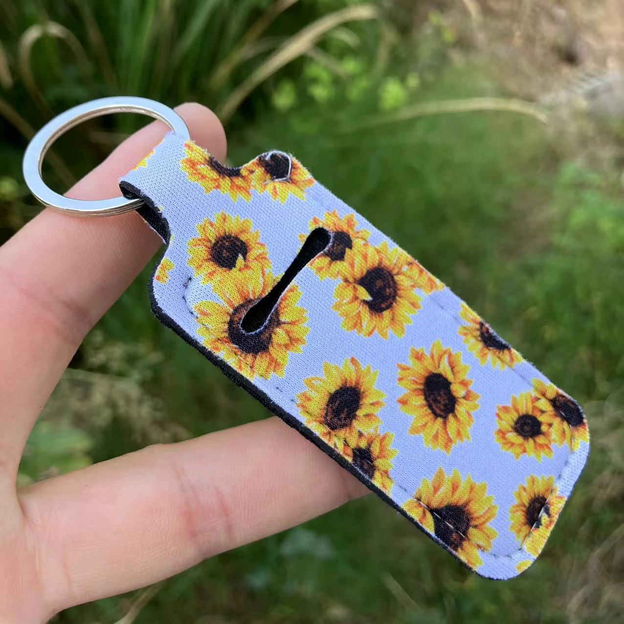 Polyester Material 1 Piece Pastoral Sunflower Lips Leopard Polyester Keychain
