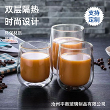 高硼硅马克杯透明双层牛奶咖啡杯耐热玻璃杯家用高硼硅牛奶杯批发