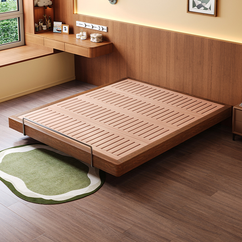All Solid Wood Bedside Suspended Bed Beech Wood Frame Small Apartment Double Bed Without Backrest Master Bedroom齐边 Wedding Bed All Solid Wood Bedside Suspended Bed Beech Wood Frame Small Apartment Double Bed Without Backrest Master Bedroom齐边 Wedding Bed