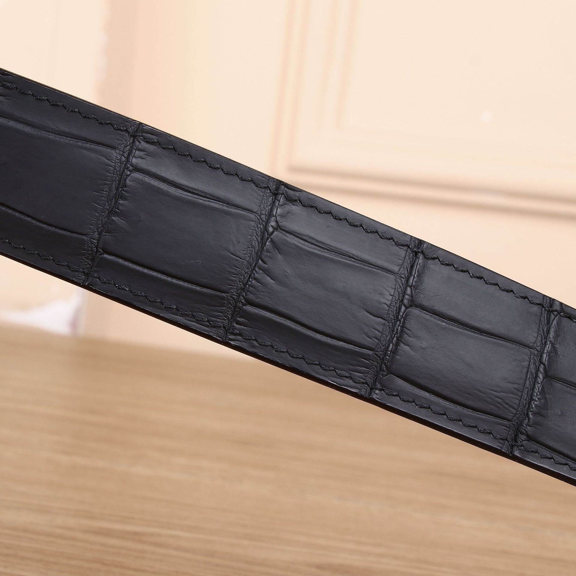 Thắt lưng nam da bụng cá sấu màu sương mù khóa tự động 3.8 cm dây mờ — 120cm, 110cm, 125cm, 115cm chi tiết 2