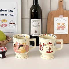 Xiaohongshu Original Cartoon Cute Milk Tea Cup with Creamy Style High-Quality Breakfast Cup