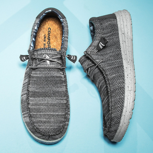 Dude's same cross-border best-selling men's loafers fly-woven casual shoes men's lazy slip-on sailing shoes