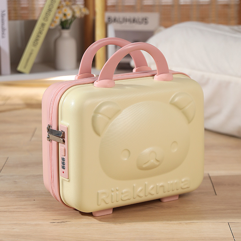 Mini maleta de oso de dibujos animados lindo para niños de 14 pulgadas, maleta de contraseña, maleta de almacenamiento, maleta de embarque, regalo de mano