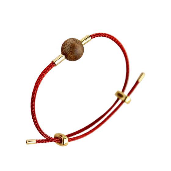 Natural Hainan qinan agarwood bracelet red rope bracelet 10mm qinan black body agarwood jewelry live supply