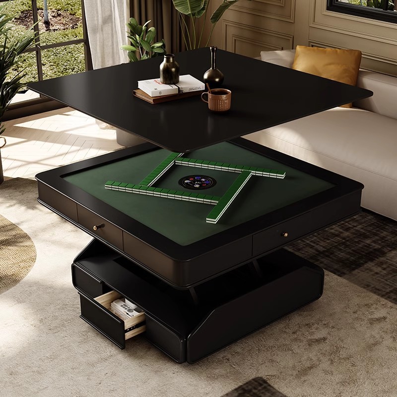 Mesa de mahjong, mesa de centro, elevación eléctrica automática, mesa de comedor de apartamento pequeño para el hogar, multifunción de doble uso, estilo antiguo nuevo