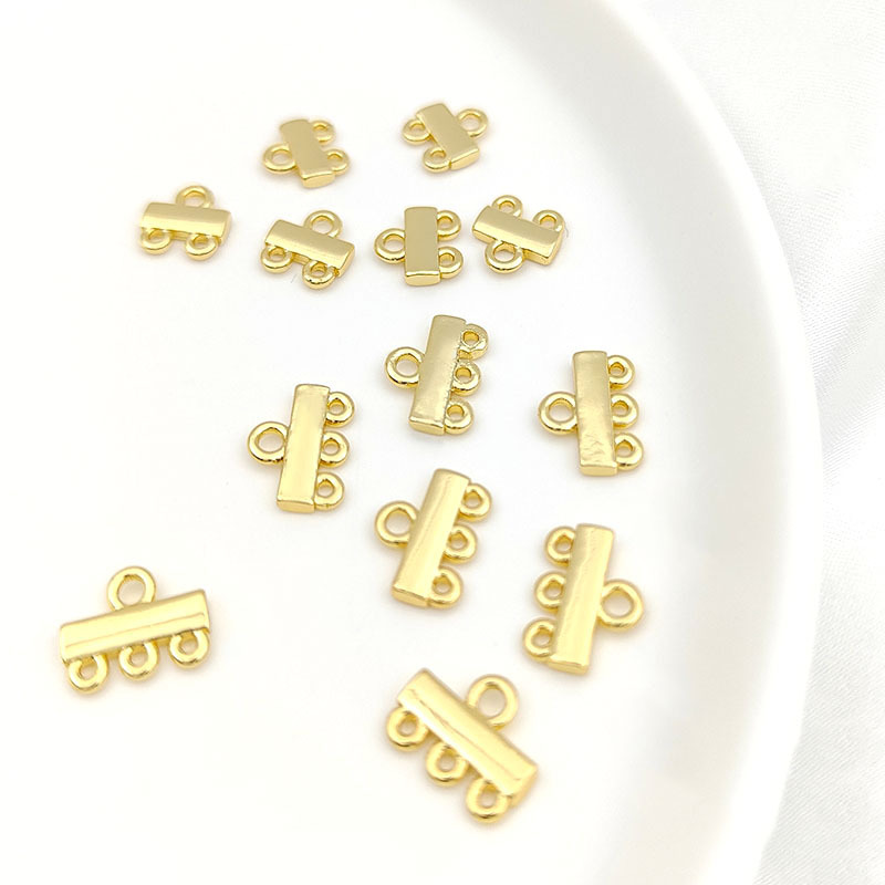 镀真金保色光面双排连接片扣diy 手链项链耳饰品发簪流苏吊坠配件