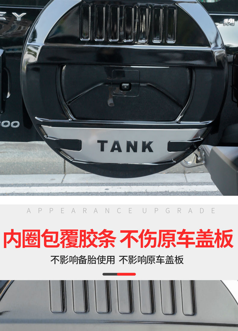 For Tank 300 Spare Tire Cover Off-road City Modified Rear Tailgate Fake Tire Shell Protective Cover Appearance Accessories