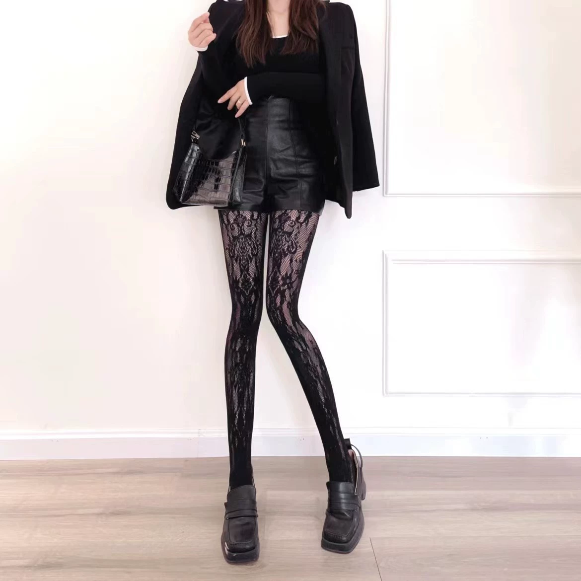Sheer Fishnet Tights, Black Lace Pattern, Summer Thin Sexy, One Size