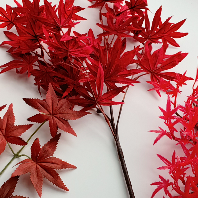 Red Maple Leaves, Fake Leaves, Decorative Golden-Red Italian Autumn Artificial Flowers, Red Leaf Bonsai, Maple Leaves