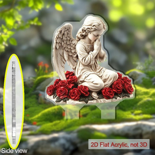 1 件 2D 平面天使跪坐雕像,双手合十,环绕着玫瑰花园桩,亚克力-阿里巴巴
